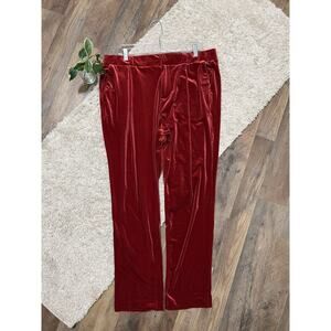 Torrid Size 18 Tall Red Velvet High-Rise Relaxed Tapered Straight Leg Pants